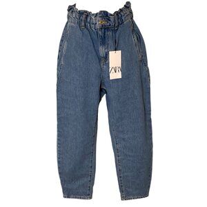 ZARA Women’s High Waist Paperbag Jeans Light Wash Denim Size 2